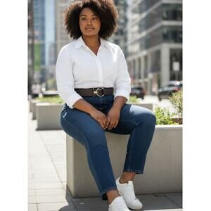 Chico's Wide Leather Belt Women's Sz S/M Brown Silver‎ 40" L "READ"